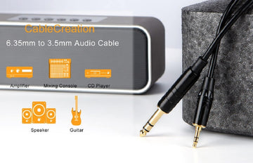 CableCreation 3.5mm to 6.35mm TRS Male Stereo Audio Cable, Gold Plated, 1M - Imported from UK